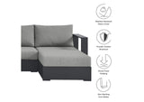 EEI-6676-GRY-GRY Tahoe 4-Piece Outdoor Patio Powder-Coated Aluminum Sectional Sofa Set By Modway