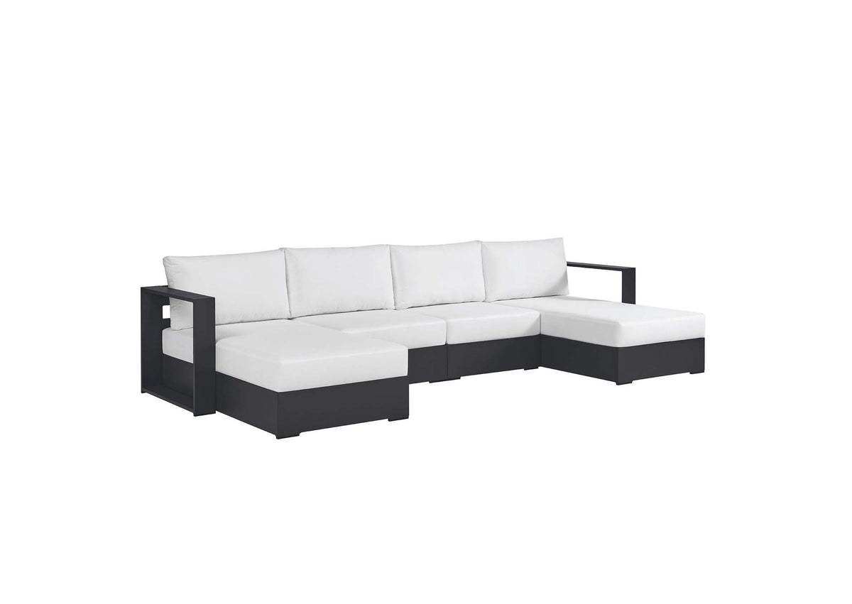EEI-6676-GRY-WHI Tahoe 4-Piece Outdoor Patio Powder-Coated Aluminum Sectional Sofa Set By Modway