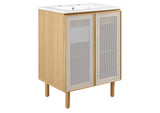 EEI-6677-WHI-OAK Calla 24" Perforated Metal Bathroom Vanity By Modway