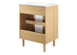 EEI-6677-WHI-OAK Calla 24" Perforated Metal Bathroom Vanity By Modway
