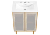 EEI-6677-WHI-OAK Calla 24" Perforated Metal Bathroom Vanity By Modway