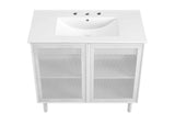 EEI-6678-WHI-WHI Calla 36" Perforated Metal Bathroom Vanity By Modway