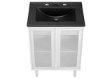 EEI-6679-BLK-WHI Calla 24" Perforated Metal Bathroom Vanity By Modway
