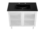 EEI-6680-BLK-WHI Calla 36" Perforated Metal Bathroom Vanity By Modway