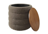 EEI-6685-PEB Mezzo Round Boucle Fabric Storage Ottoman By Modway