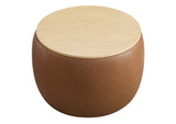 EEI-6687-TAN Perla Round Vegan Leather Storage Ottoman By Modway
