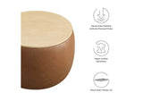 EEI-6687-TAN Perla Round Vegan Leather Storage Ottoman By Modway