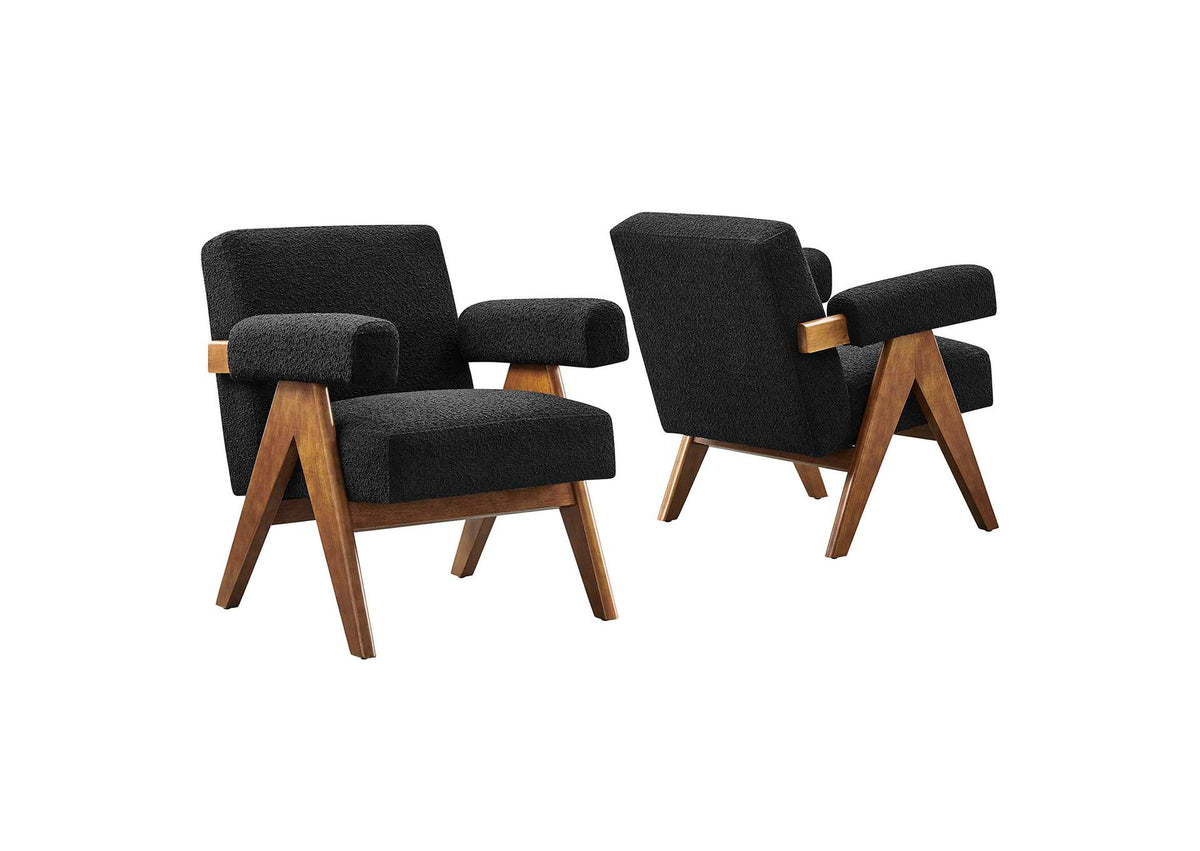 EEI-6703-BLK Lyra Boucle Fabric Armchair Set Of 2 By Modway