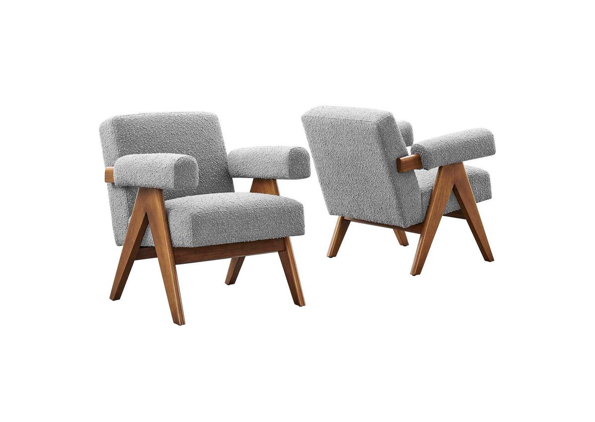 EEI-6703-LGR Lyra Boucle Fabric Armchair Set Of 2 By Modway
