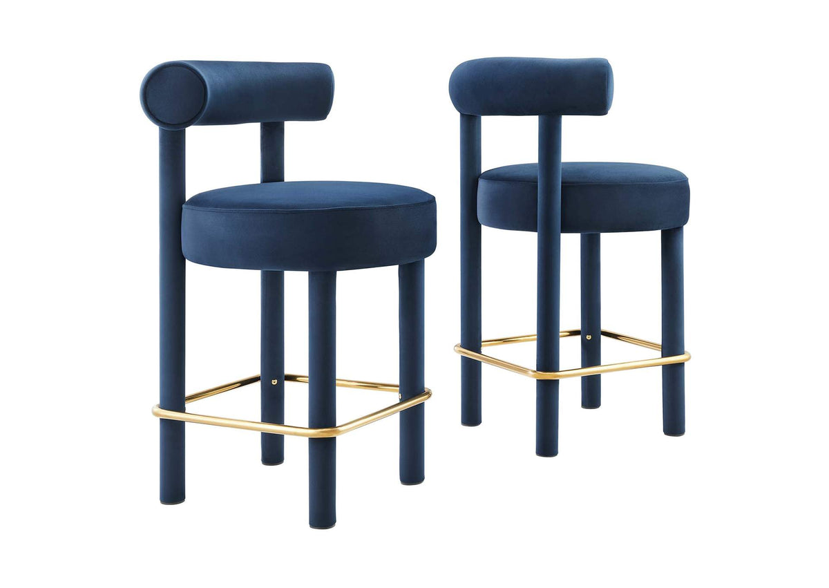 EEI-6708-MID-GLD Toulouse Performance Velvet Counter Stool Set Of 2 By Modway