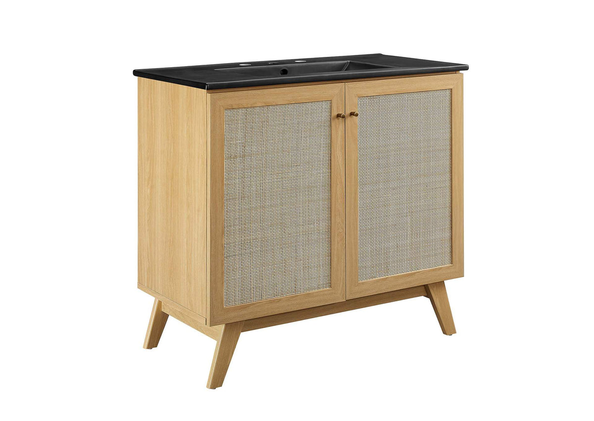 EEI-6718-OAK-BLK Soma 36" Bathroom Vanity By Modway