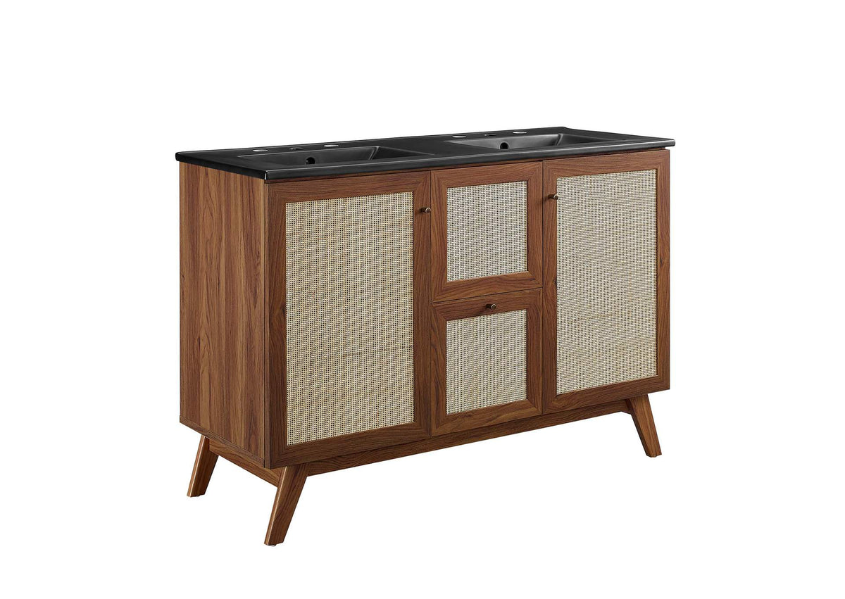 EEI-6722-WAL-BLK Soma 48" Double Sink Bathroom Vanity By Modway