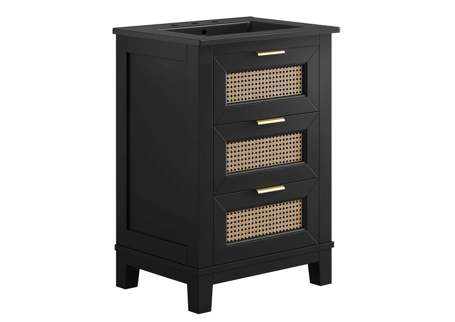 EEI-6724-BLK-BLK Dixie 24" Solid Wood Bathroom Vanity Cabinet By Modway