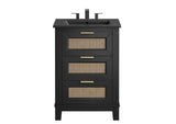 EEI-6724-BLK-BLK Dixie 24" Solid Wood Bathroom Vanity Cabinet By Modway