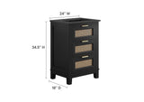 EEI-6724-BLK-BLK Dixie 24" Solid Wood Bathroom Vanity Cabinet By Modway