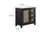 EEI-6725-BLK-WHI Dixie 36" Solid Wood Bathroom Vanity Cabinet By Modway