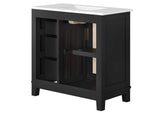 EEI-6725-BLK-WHI Dixie 36" Solid Wood Bathroom Vanity Cabinet By Modway