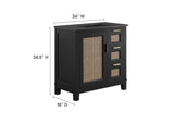 EEI-6726-BLK-BLK Dixie 36" Solid Wood Bathroom Vanity Cabinet By Modway