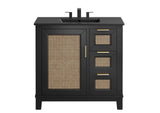 EEI-6726-BLK-BLK Dixie 36" Solid Wood Bathroom Vanity Cabinet By Modway