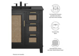 EEI-6726-BLK-BLK Dixie 36" Solid Wood Bathroom Vanity Cabinet By Modway