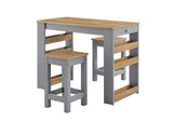 EEI-6730-OAK-GRY Galley 3-Piece Kitchen Island And Stool Set By Modway