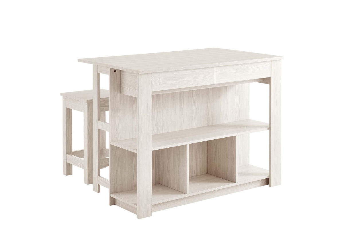 EEI-6731-WMA Meadowbrook 3-Piece Kitchen Island And Stool Set By Modway