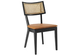 EEI-6732-BLK-TAN Caledonia Vegan Leather Upholstered Wood Dining Chairs Set Of 2 By Modway