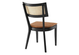 EEI-6732-BLK-TAN Caledonia Vegan Leather Upholstered Wood Dining Chairs Set Of 2 By Modway