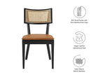 EEI-6732-BLK-TAN Caledonia Vegan Leather Upholstered Wood Dining Chairs Set Of 2 By Modway