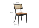EEI-6732-BLK-TAN Caledonia Vegan Leather Upholstered Wood Dining Chairs Set Of 2 By Modway
