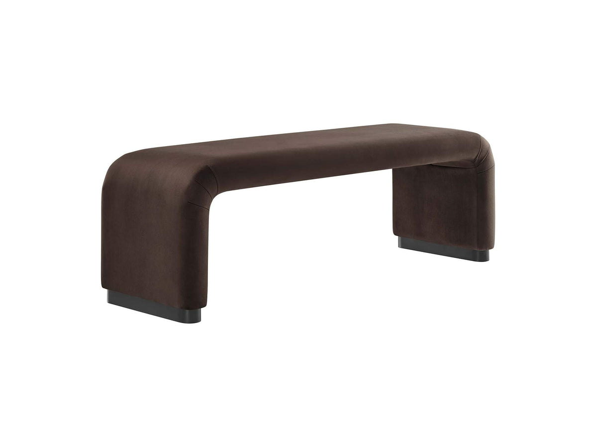 EEI-6734-BLK-CHB Koda Performance Velvet Waterfall Long Bench By Modway