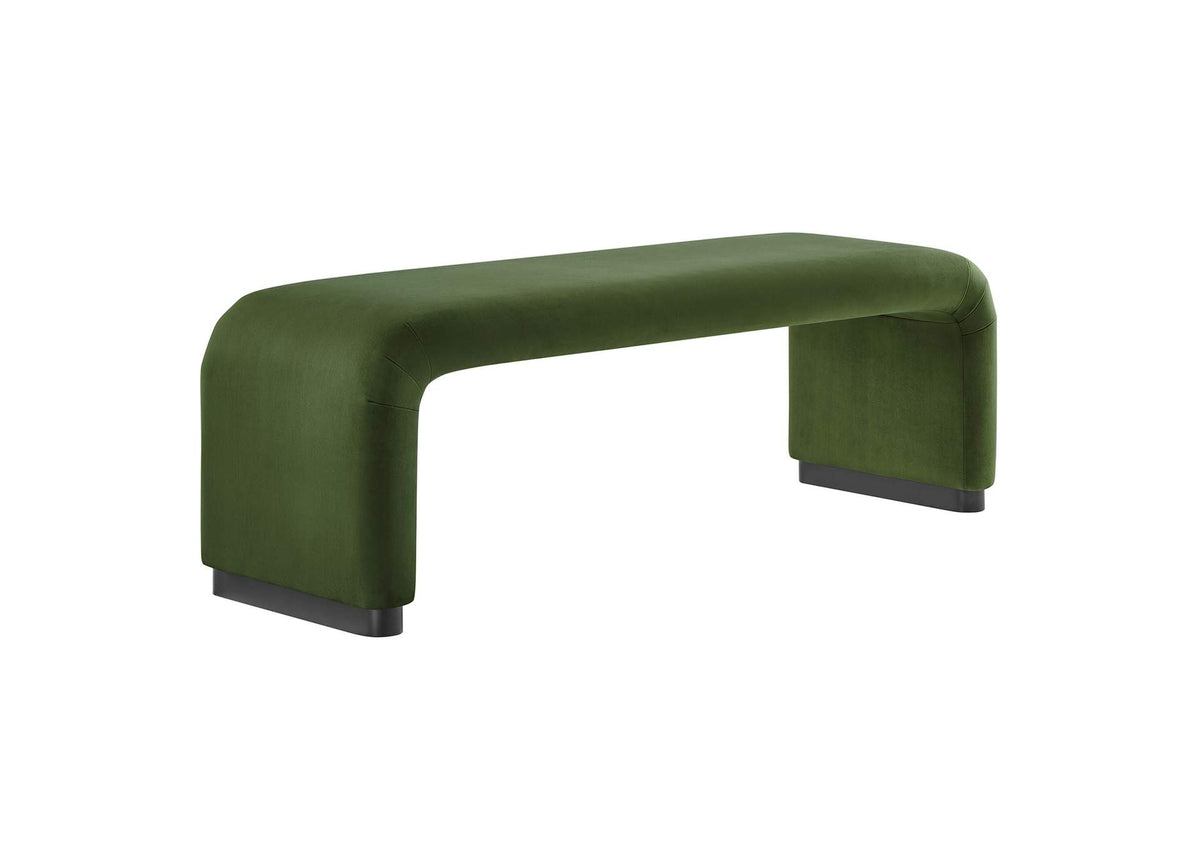 EEI-6734-BLK-MOS Koda Performance Velvet Waterfall Long Bench By Modway