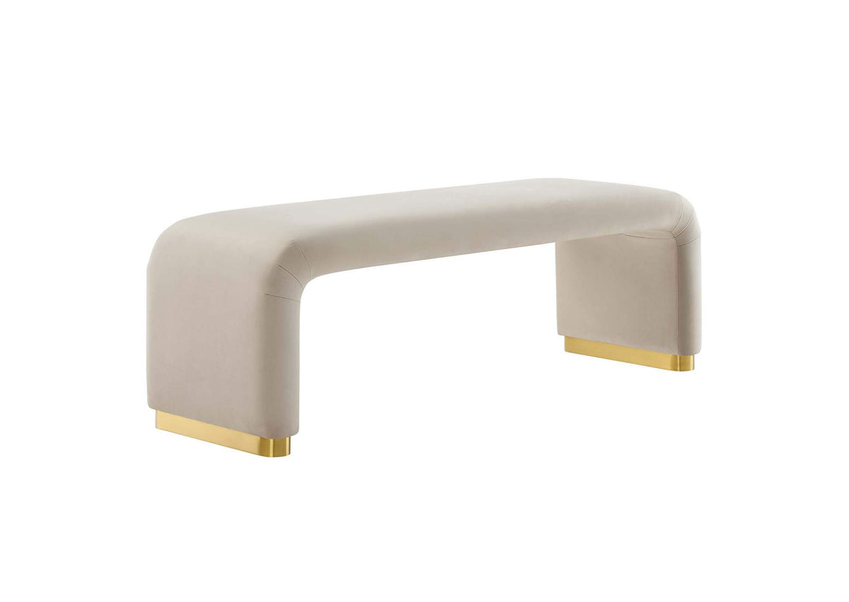 EEI-6734-BRA-ALM Koda Performance Velvet Waterfall Long Bench By Modway