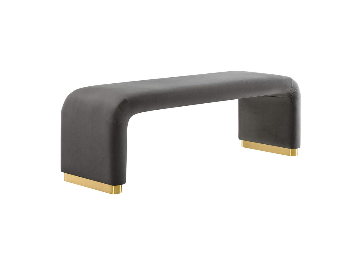 EEI-6734-BRA-STG Koda Performance Velvet Waterfall Long Bench By Modway