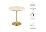 EEI-6746-GLD-TRA Lippa 20" Round Faux Travertine Side Table By Modway