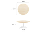 EEI-6749-WHI-TRA Lippa 36" Round Faux Travertine Coffee Table By Modway