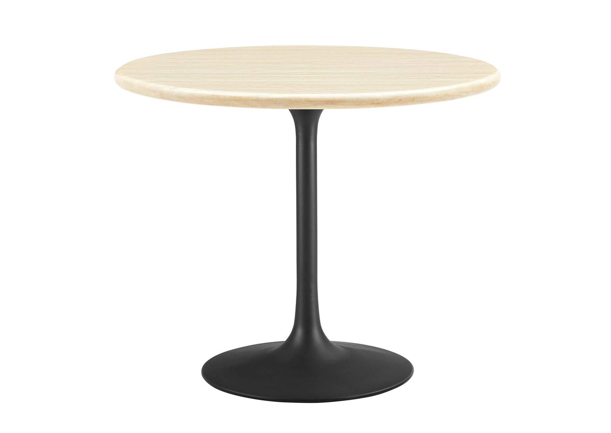 EEI-6750-BLK-TRA Lippa 36" Round Faux Travertine Dining Table By Modway