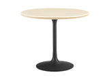 EEI-6750-BLK-TRA Lippa 36" Round Faux Travertine Dining Table By Modway