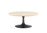 EEI-6751-BLK-TRA Lippa 36" Round Faux Travertine Coffee Table By Modway