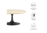 EEI-6751-BLK-TRA Lippa 36" Round Faux Travertine Coffee Table By Modway