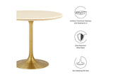 EEI-6752-GLD-TRA Lippa 36" Round Faux Travertine Dining Table By Modway