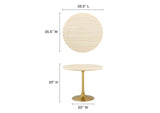 EEI-6752-GLD-TRA Lippa 36" Round Faux Travertine Dining Table By Modway