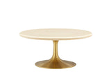 EEI-6753-GLD-TRA Lippa 36" Round Faux Travertine Coffee Table By Modway