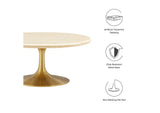 EEI-6753-GLD-TRA Lippa 36" Round Faux Travertine Coffee Table By Modway