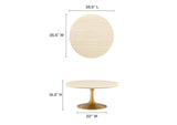 EEI-6753-GLD-TRA Lippa 36" Round Faux Travertine Coffee Table By Modway