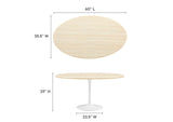 EEI-6757-WHI-TRA Lippa 60" Oval Faux Travertine Dining Table By Modway