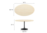 EEI-6758-BLK-TRA Lippa 60" Oval Faux Travertine Dining Table By Modway