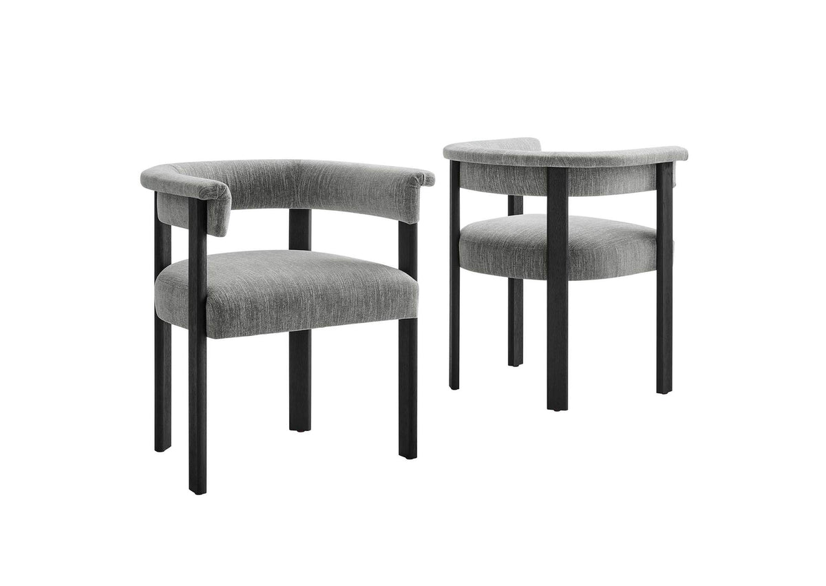 EEI-6776-HEG-BLK Imogen Fabric Upholstered Barrel Dining Chairs Set Of 2 By Modway