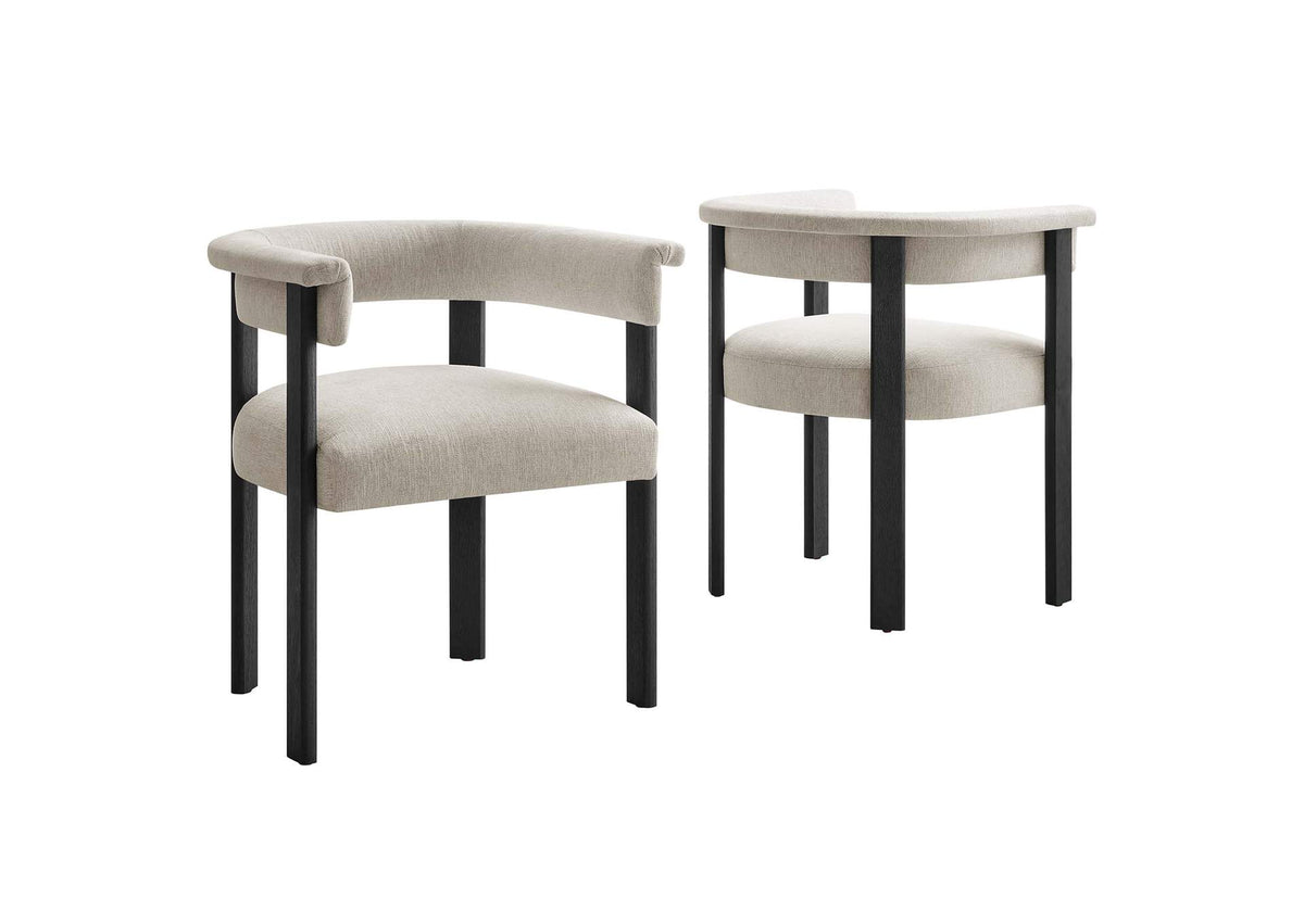 EEI-6776-HEI-BLK Imogen Fabric Upholstered Barrel Dining Chairs Set Of 2 By Modway