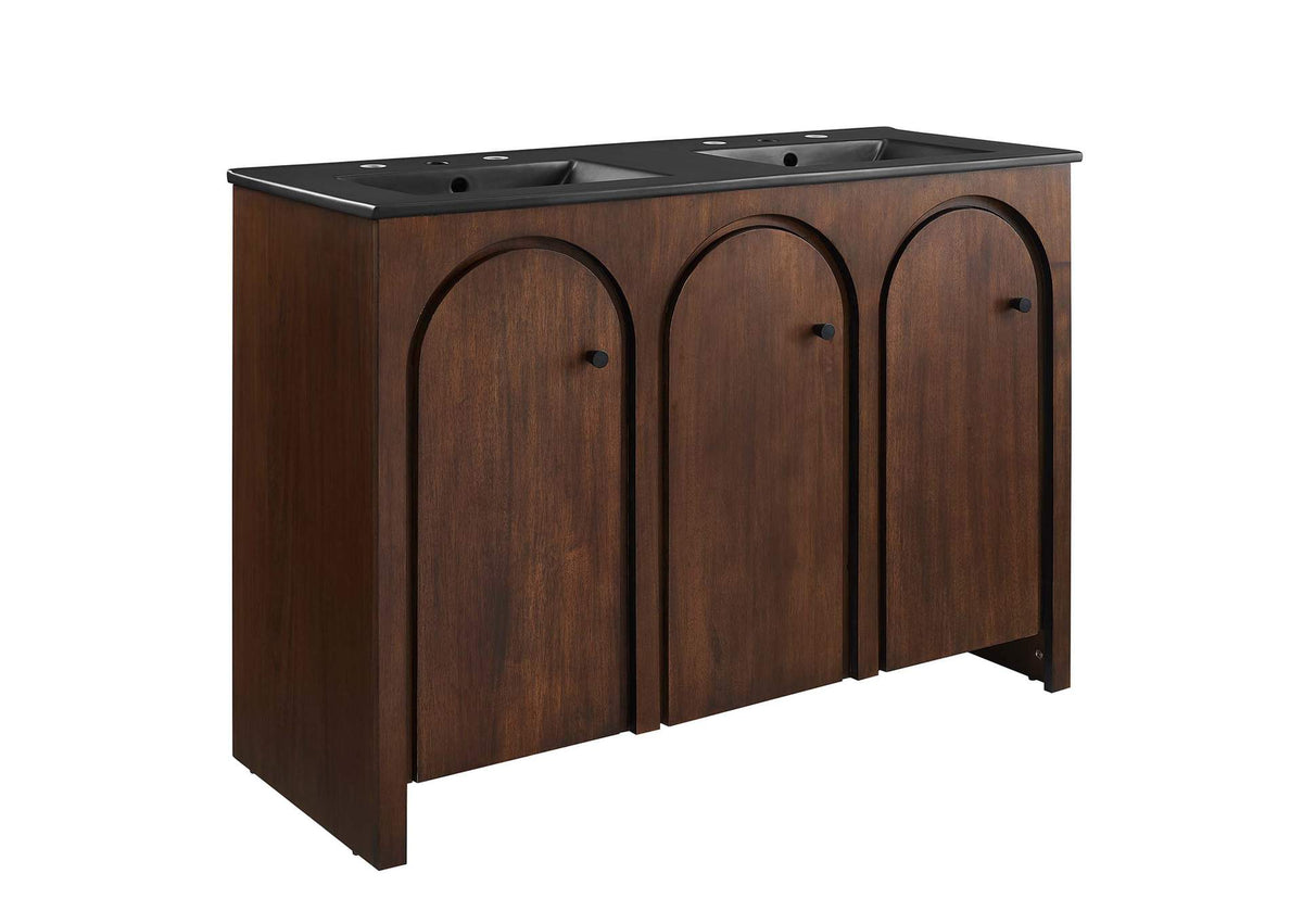 EEI-6793-WAL-BLK Appia 48" Double Sink Bathroom Vanity By Modway